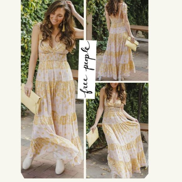 NWT- Free People - Let's Smock About It Maxi Dress - Picture 2 of 16